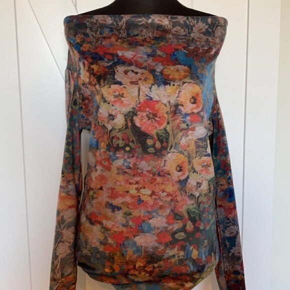 𝅺SMASH velvet floral abstract body suit fall winter colors sz m - Picture 7 of 12